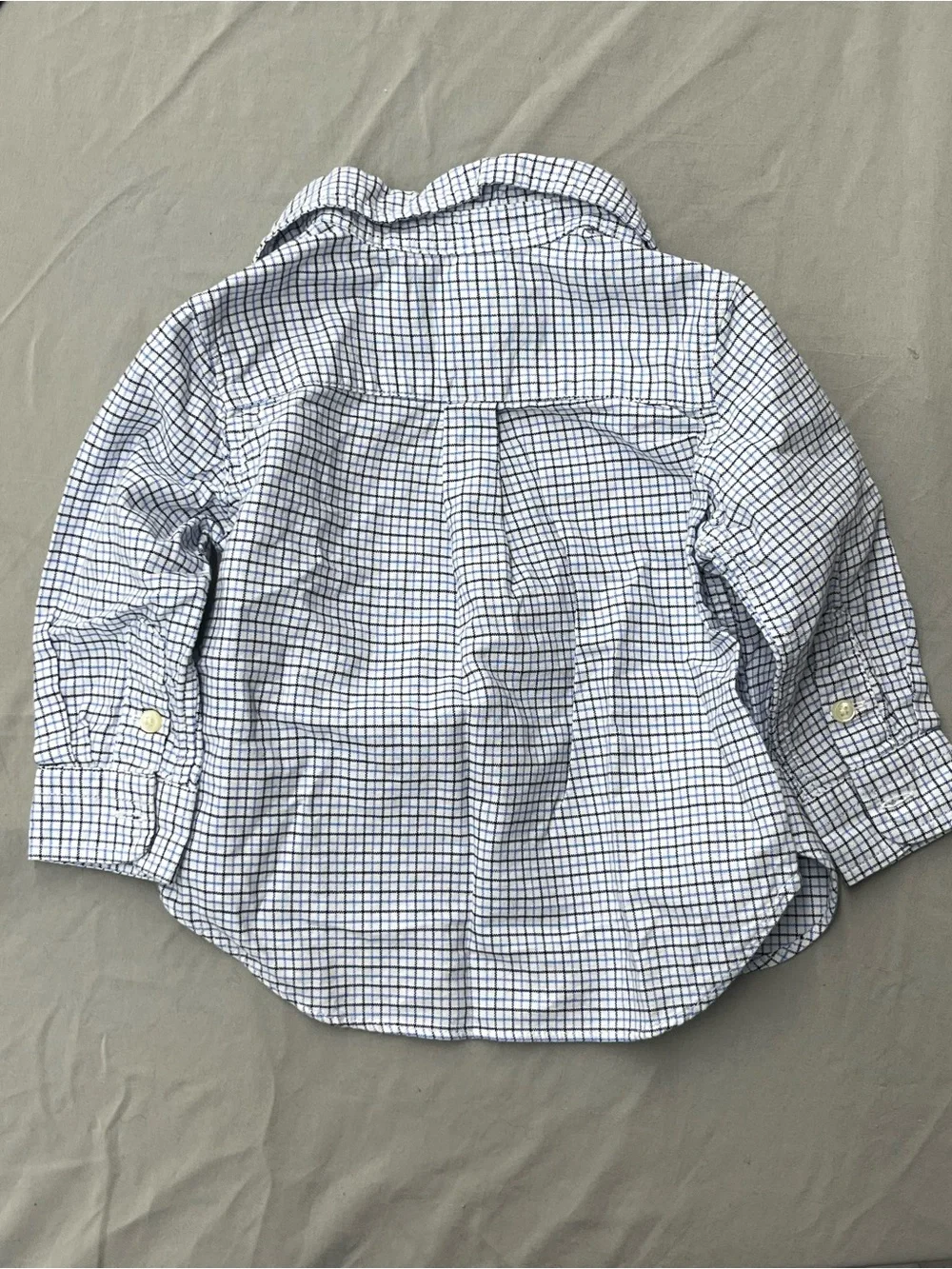 Ralph Lauren White and Blue Check Button-Down Shirt - Kids Size 12 Months